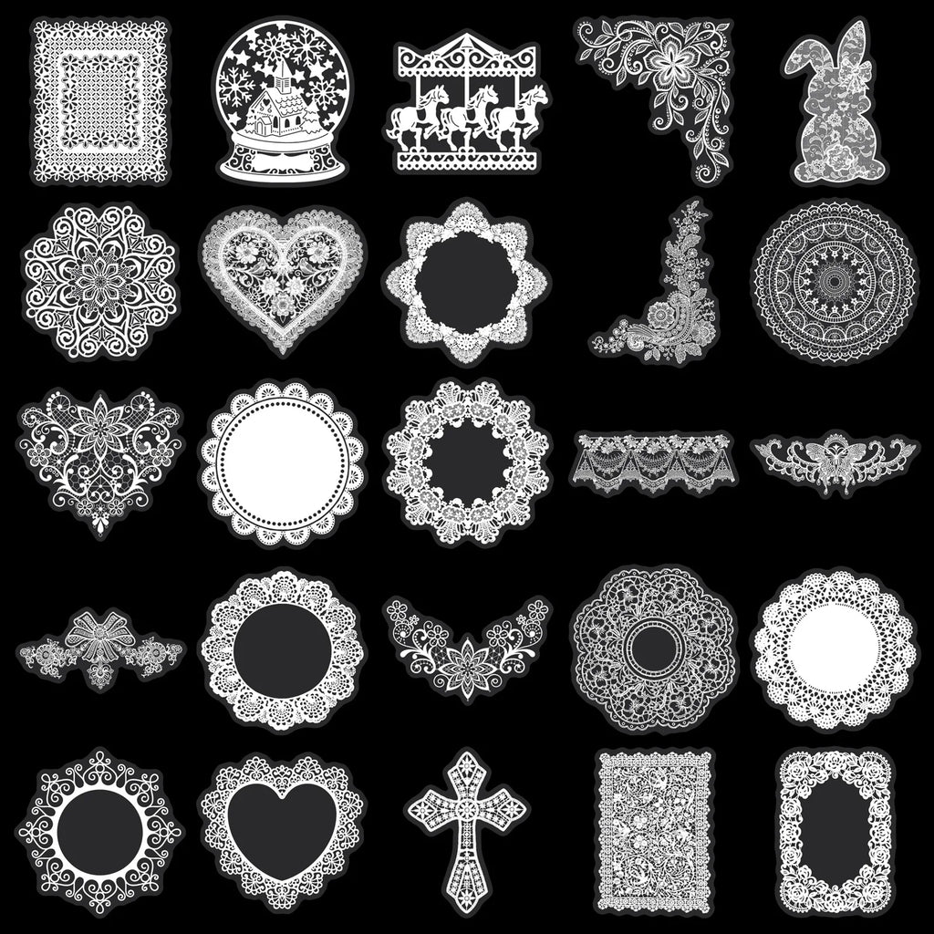 50/100PCS Lace Transparent PET Stickers Simple Text Solid Color Small Fresh Decoration Waterproof DIY Stickers