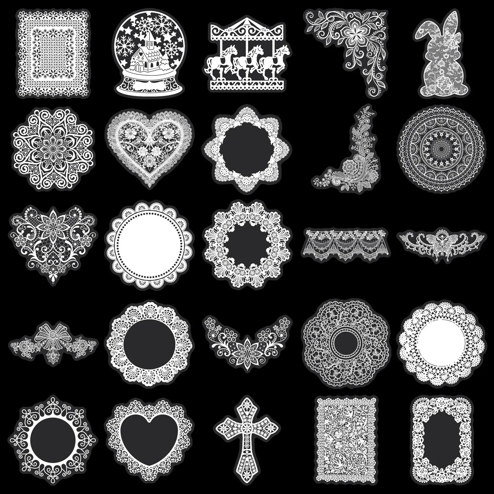50/100PCS Lace Transparent PET Stickers Simple Text Solid Color Small Fresh Decoration Waterproof DIY Stickers