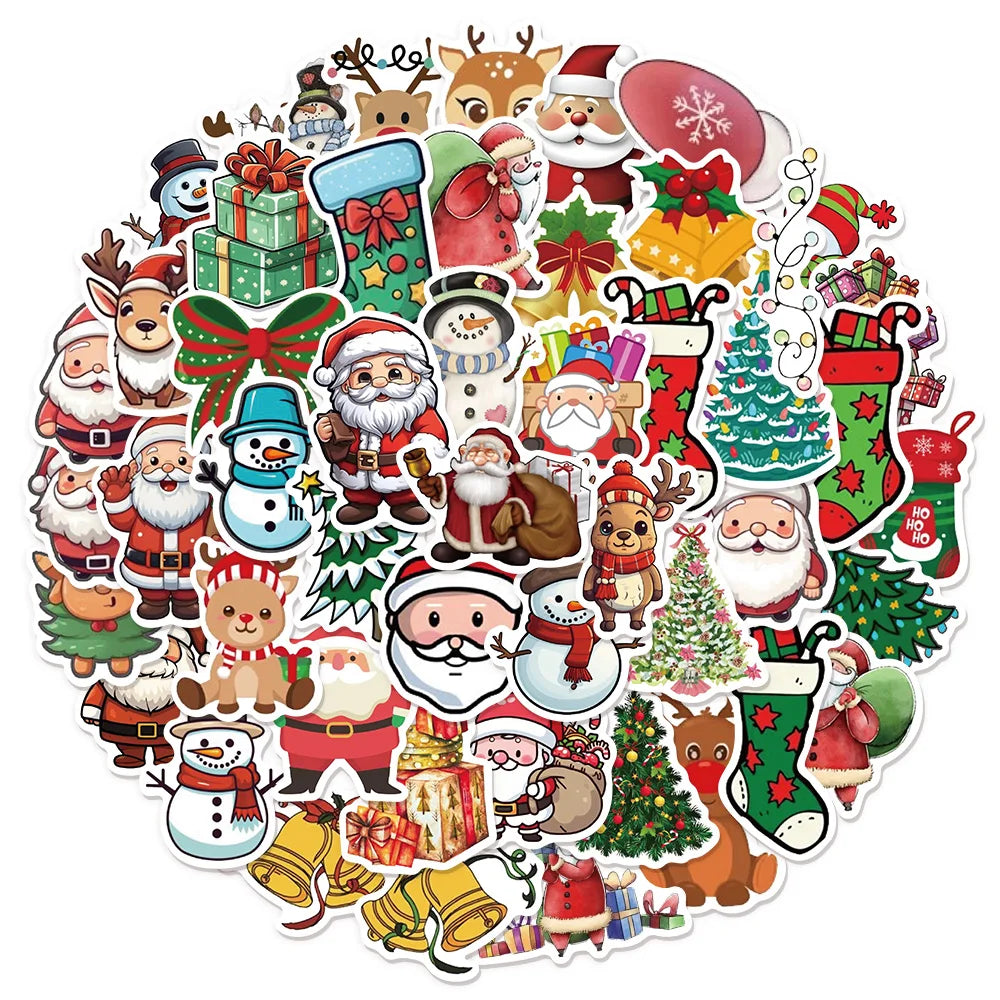 50/100PCS Kawaii Cartoon Santa Claus Aesthetic Stickers Toys Diary Laptop Scrapbook Decoration Graffiti Waterproof Stickers