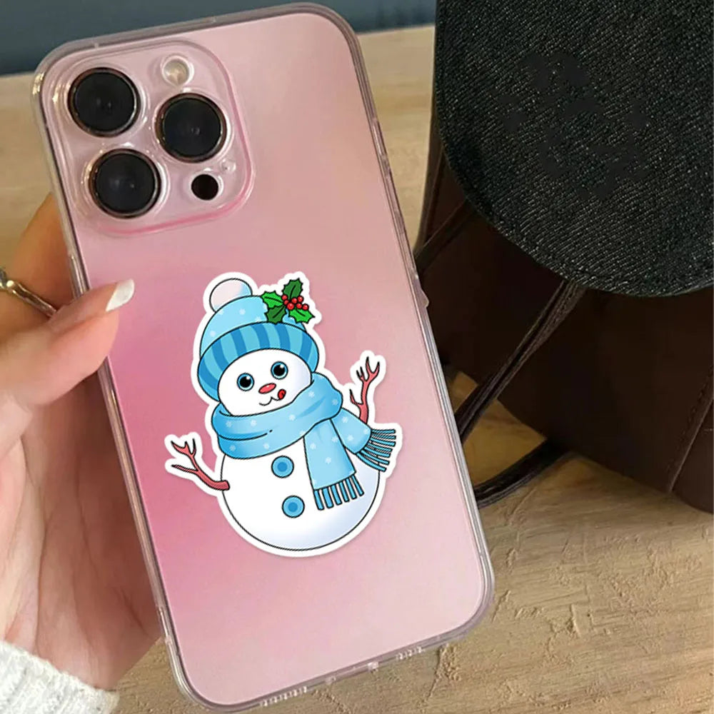 8PCS Winter Snowy Christmas Snowman Creative Collage DIY Suitable for Phone Cases, Tablets, Water Bottles, Puzzle Toys, Stickers