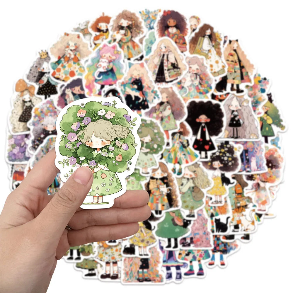 60PCS Graffiti Cute Girl Stickers DIY Decoration Tablet Computer Water Cup Skateboard Decoration Stickers