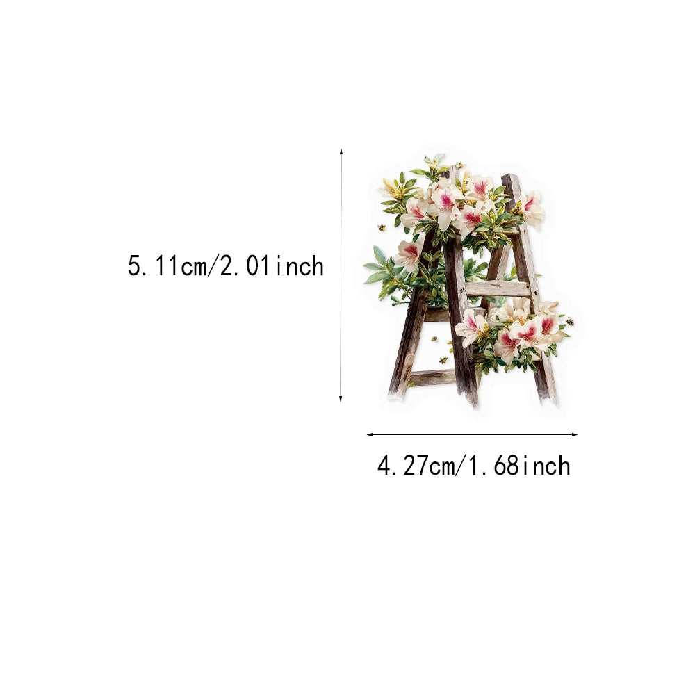 50PCS Creative Simple Flower Ladder Decoration Graffiti PET Stickers DIY Phone Case Laptop Tablet Toy Stickers