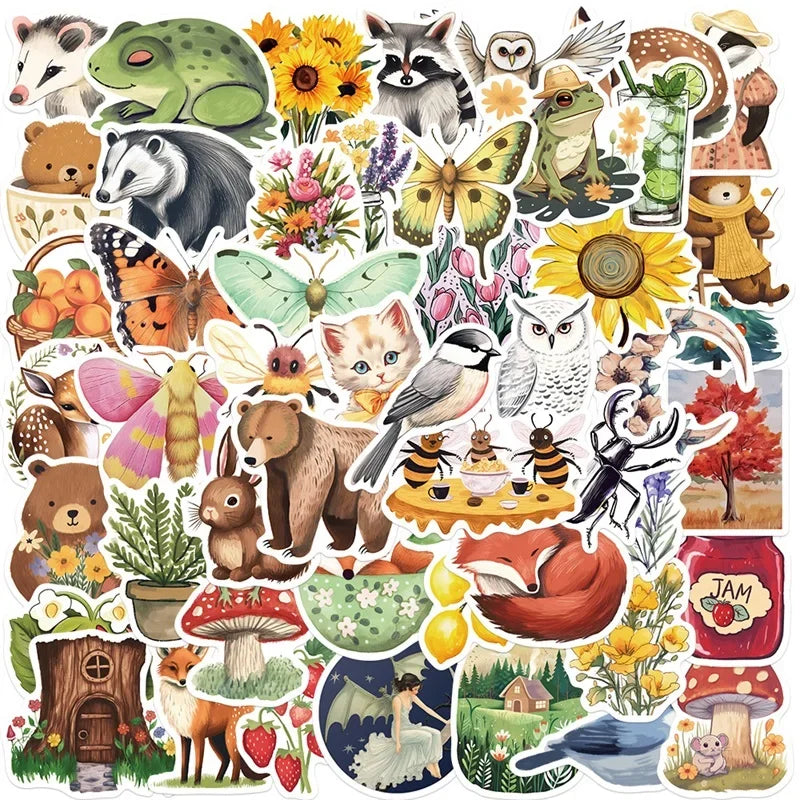 10/30/50PCS Cartoon Forest Color PVC Sticker Aesthetic Children's Decoration Scrapbooking Stationery School Supplies for Kids