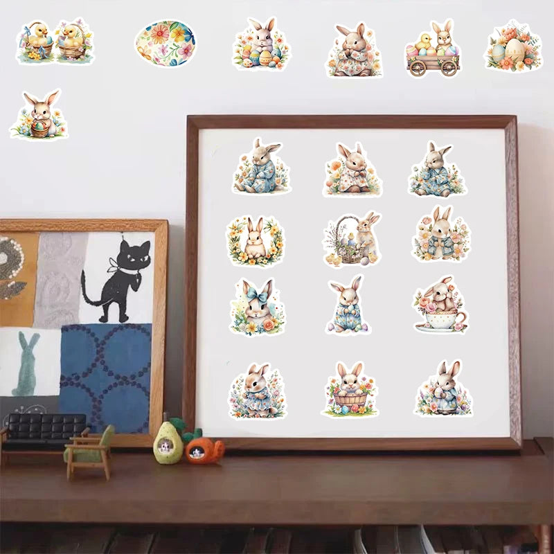 50PCS Easter Egg Bunny Stickers Notebook Decals Decoration DIY Phone Cartoon Skateboard Laptop Phone Stationery Suitcase Gifts
