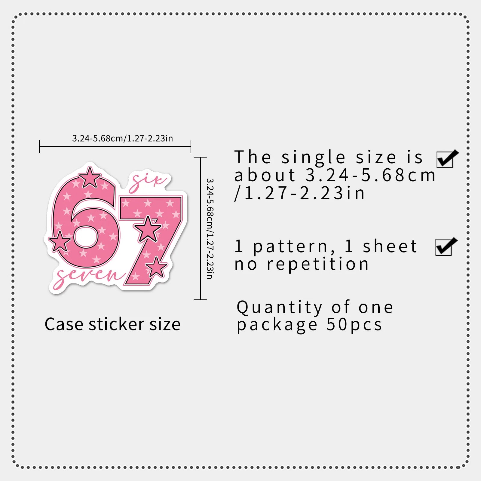 50PCS Cartoon Number 67 Stickers, Funny Meme Six Seven Student Stationery Notebook Waterproof Decorative Stickers