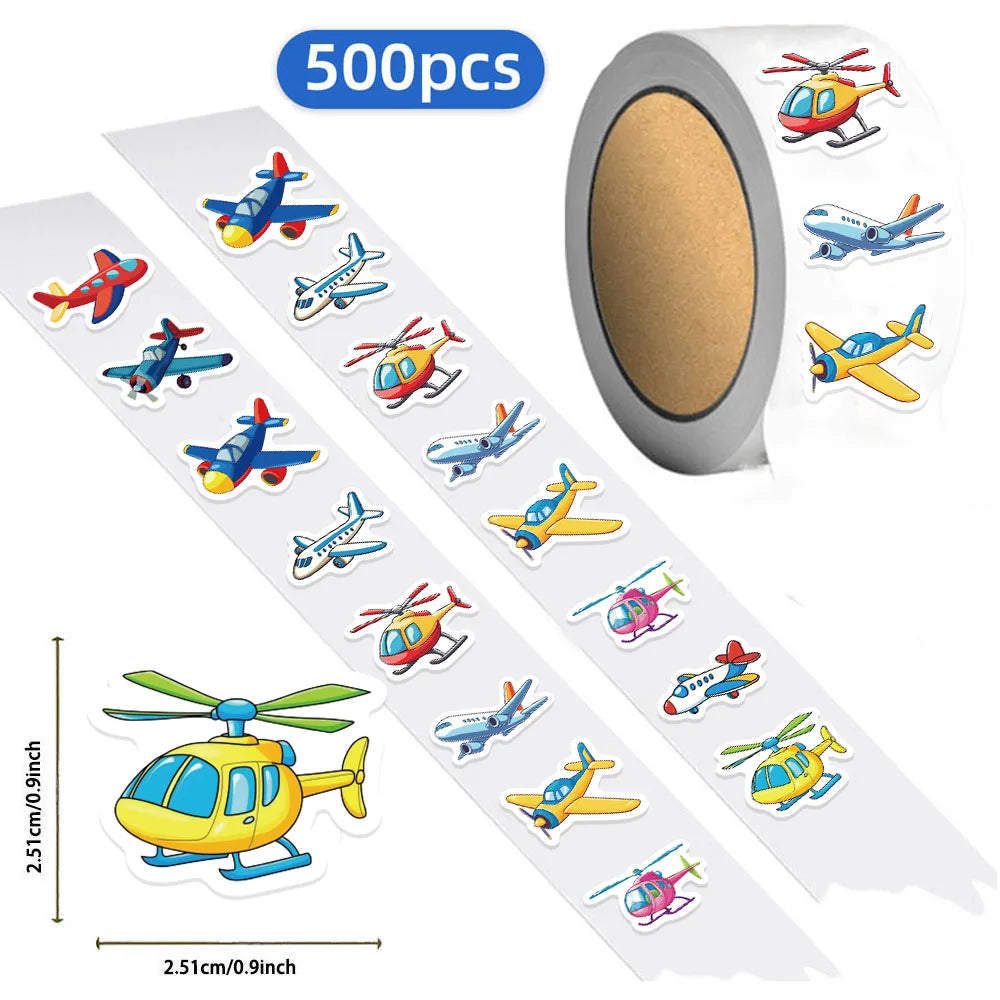 500PCS Cartoon Airplane Stickers Small Pattern Decoration DIY Pack Tablet Skateboard Water Cup Reward Toy Stickers