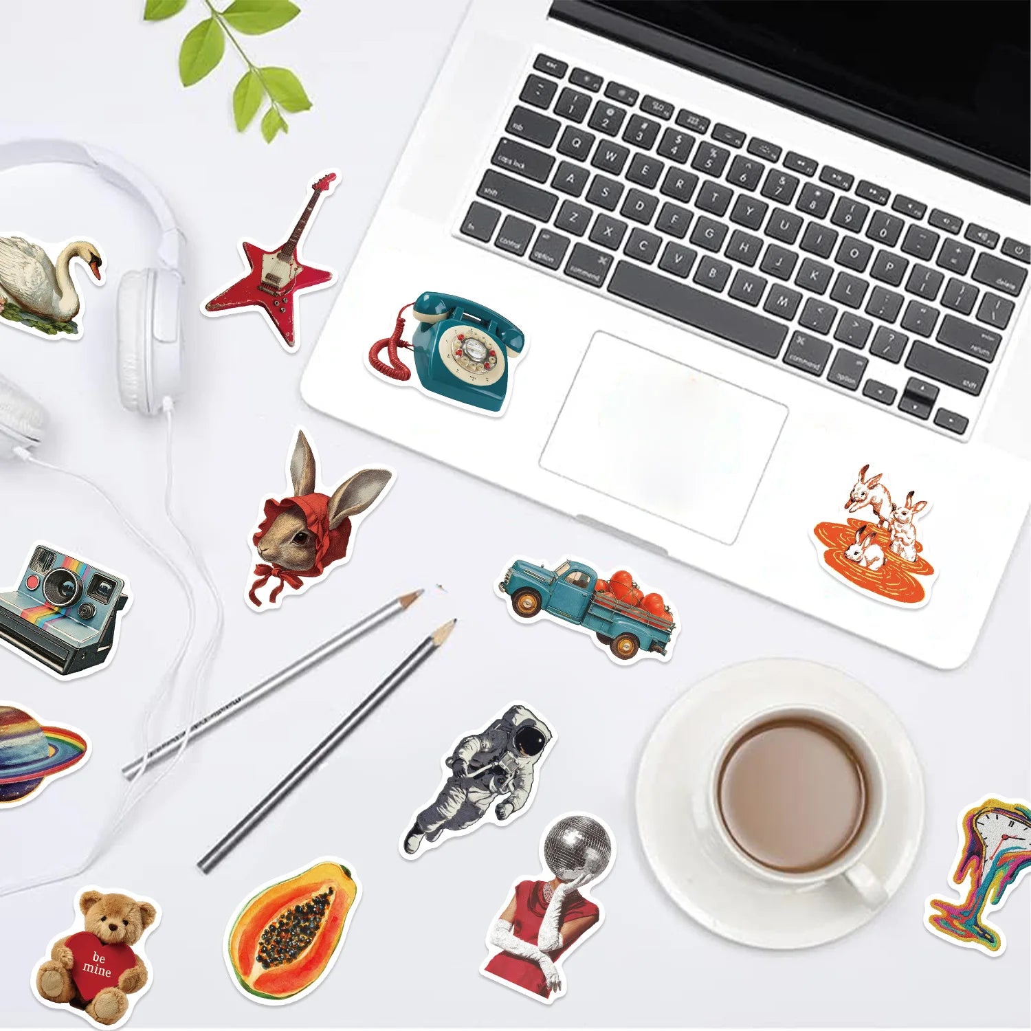 ‌50/100Pcs Retro Cartoon Aesthetic Stickers - Vintage Mix PET Waterproof Decals for Guitar, Piano, Fridge, Suitcase, Stationery