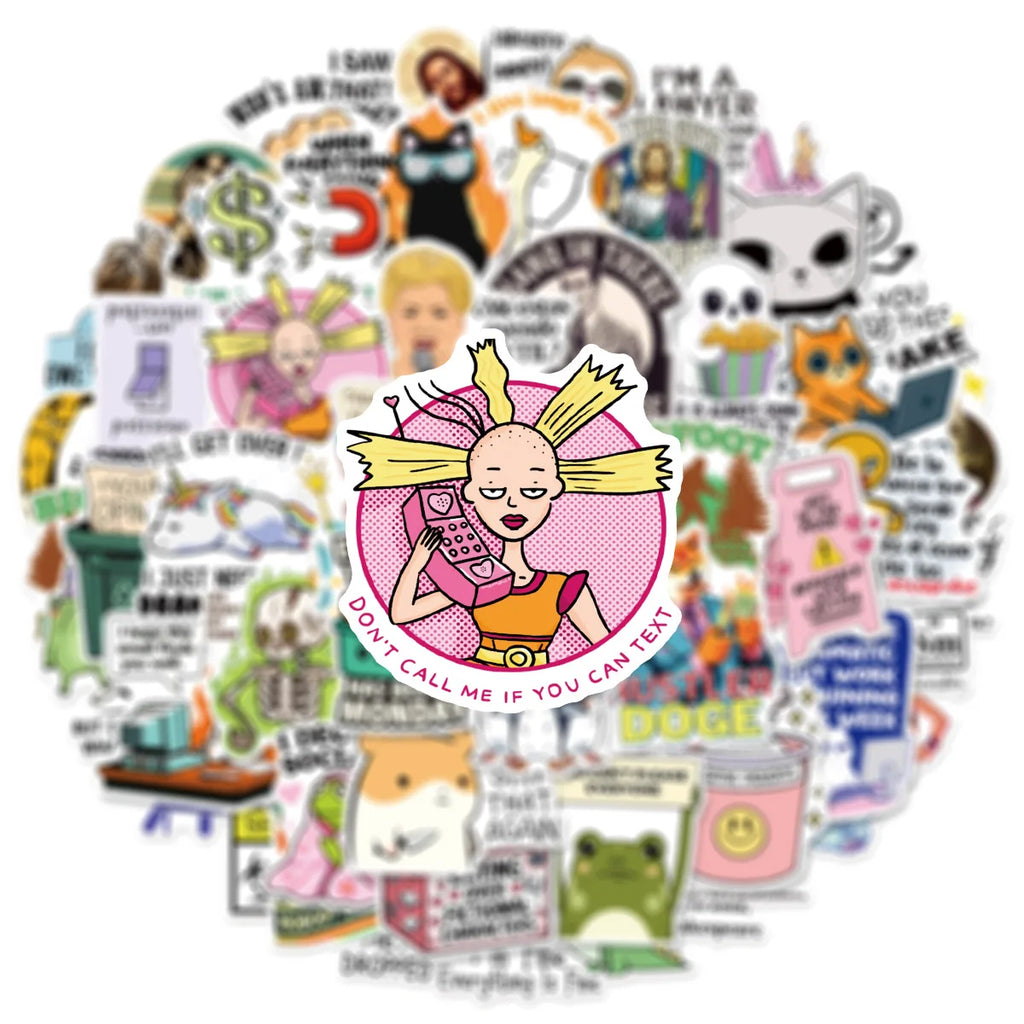 50/100Pcs Interesting Satire Graffiti Sticker Stationery Notebook Decals Phone Case Fridge Luggage DIY Decor Waterproof Sticker