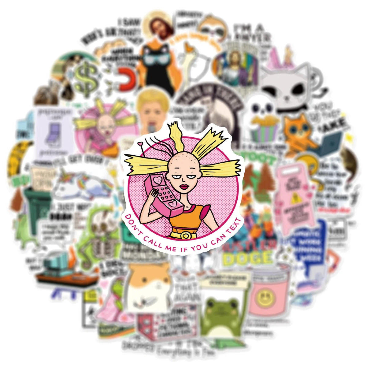 50/100Pcs Interesting Satire Graffiti Sticker Stationery Notebook Decals Phone Case Fridge Luggage DIY Decor Waterproof Sticker