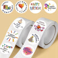 500Pcs/roll Crayon Sticker Notebook Happy Birthday Decoration Laptop Skateboards Motorcycle Retro Cartoon Luggage Stickers