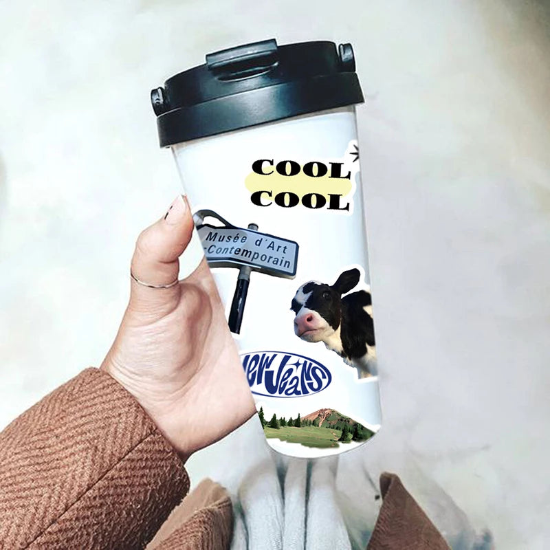 10/30/50PCS Fresh Cow Cheese PVC Graffiti Sticker Sticky Aesthetic Color Decorative Scrapbook DIY Child Phone Stationery Supply