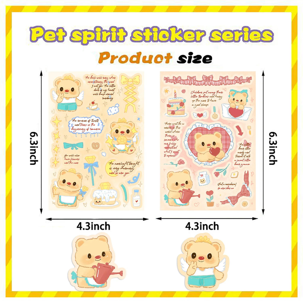 8/16PCS INS Style Butter Bear Puzzle Stickers Waterproof Diary Notebook Stationery School Supplies DIY Decorative Stickers