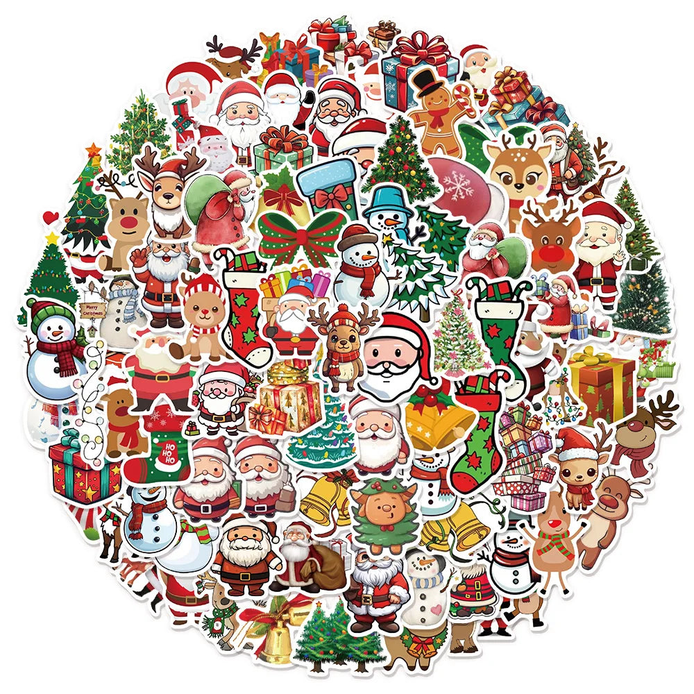 50/100PCS Kawaii Cartoon Santa Claus Aesthetic Stickers Toys Diary Laptop Scrapbook Decoration Graffiti Waterproof Stickers
