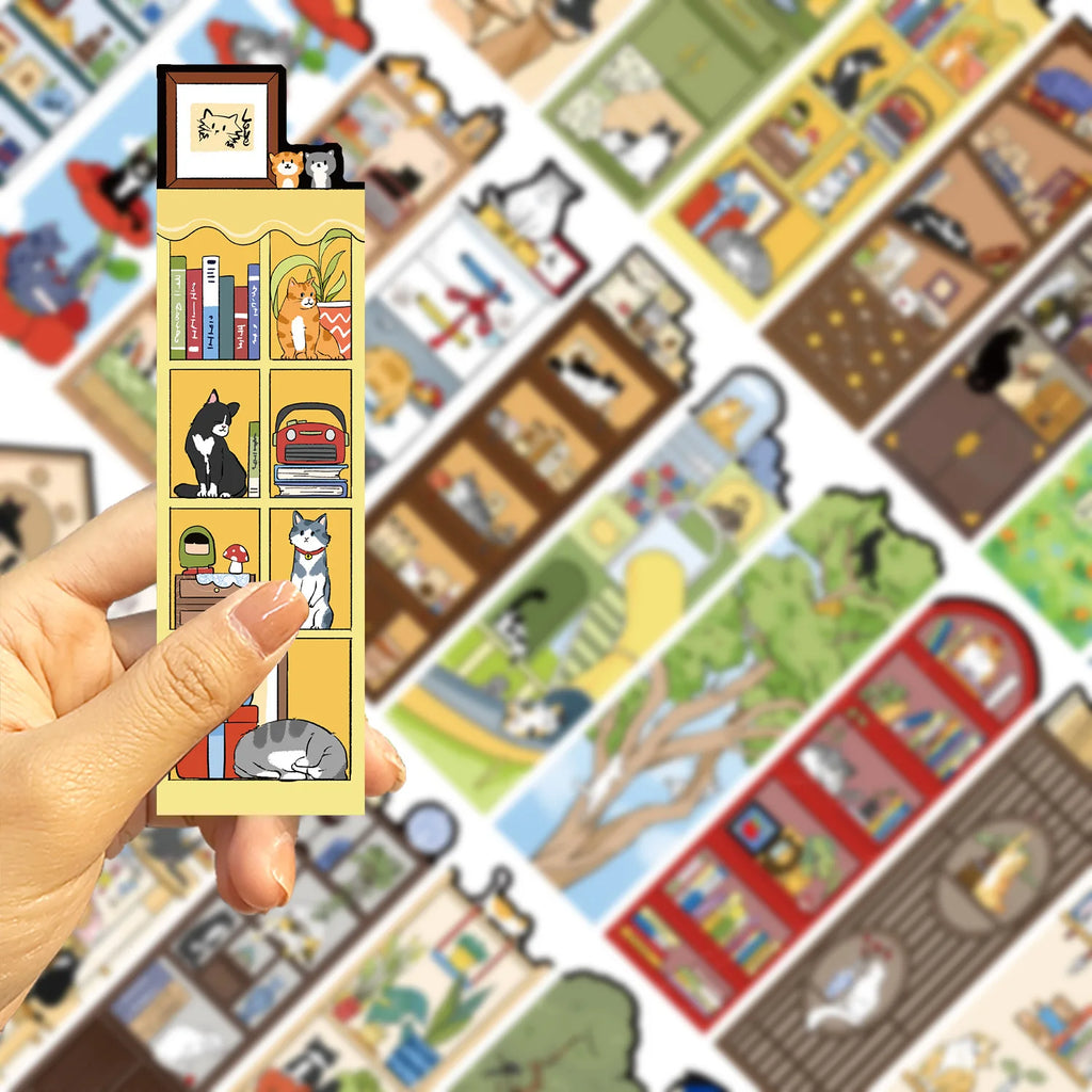 30 Pcs Cute Cartoon Cat Life Bookmark Creative Reading Paper Bookmarks DIY For Gifts