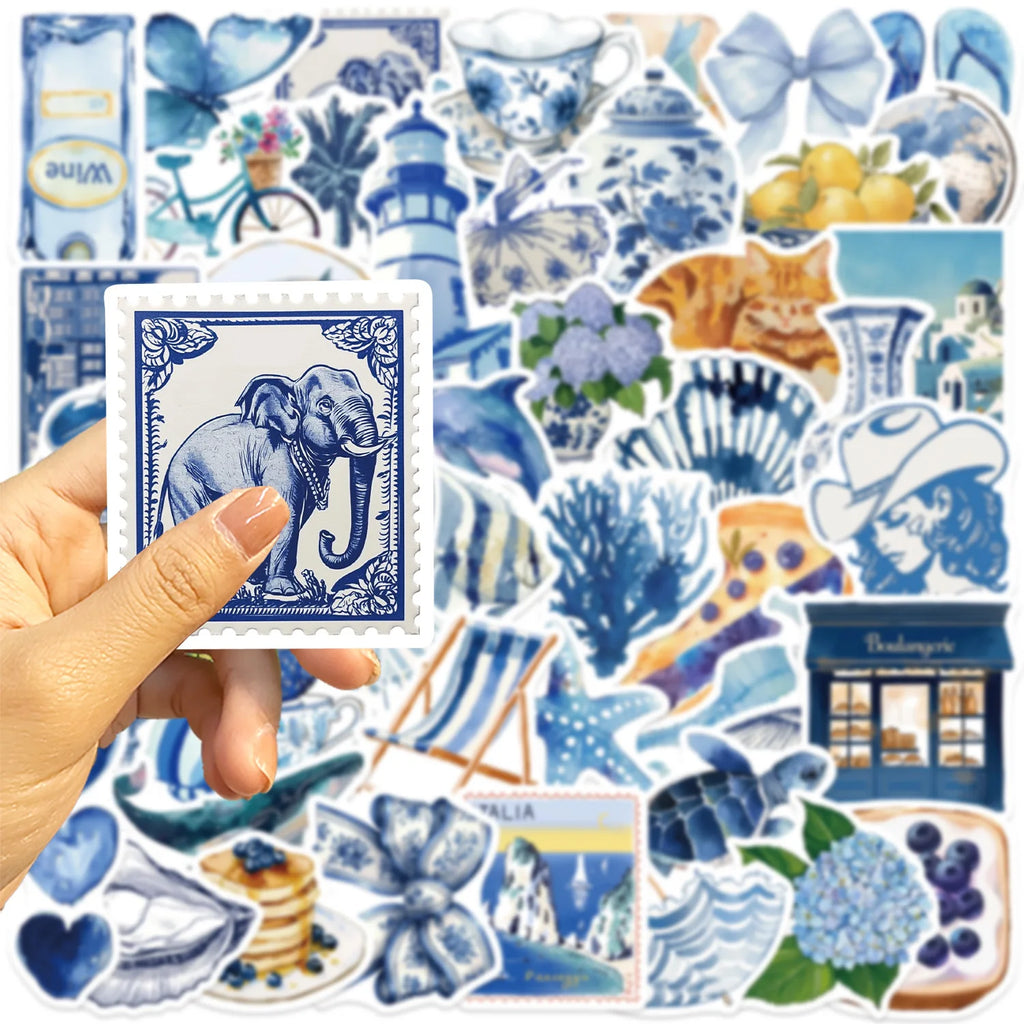 100PCS Cartoon Blue Coast Graffiti Stickers Decor Guitar Notebook Luggage DIY Stationery Stickers