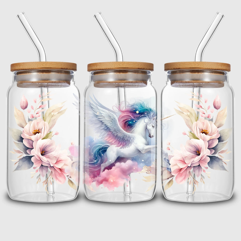 5 sheet Unicorn UV DTF Cup Stickers, DTF Transfer Stickers, Waterproof Wipe Transfer Paper for 16oz Glass, Mug, Craft, Furniture