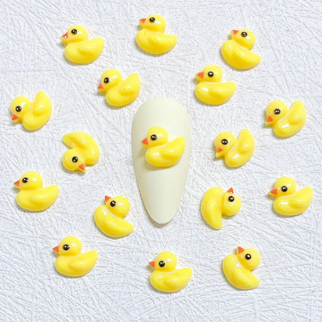 50pcs Cartoon Yellow Duck Nail Art Accessories 3D Flatback Resin Nail Charms Decorations DIY New Manicure Design Supplies Parts