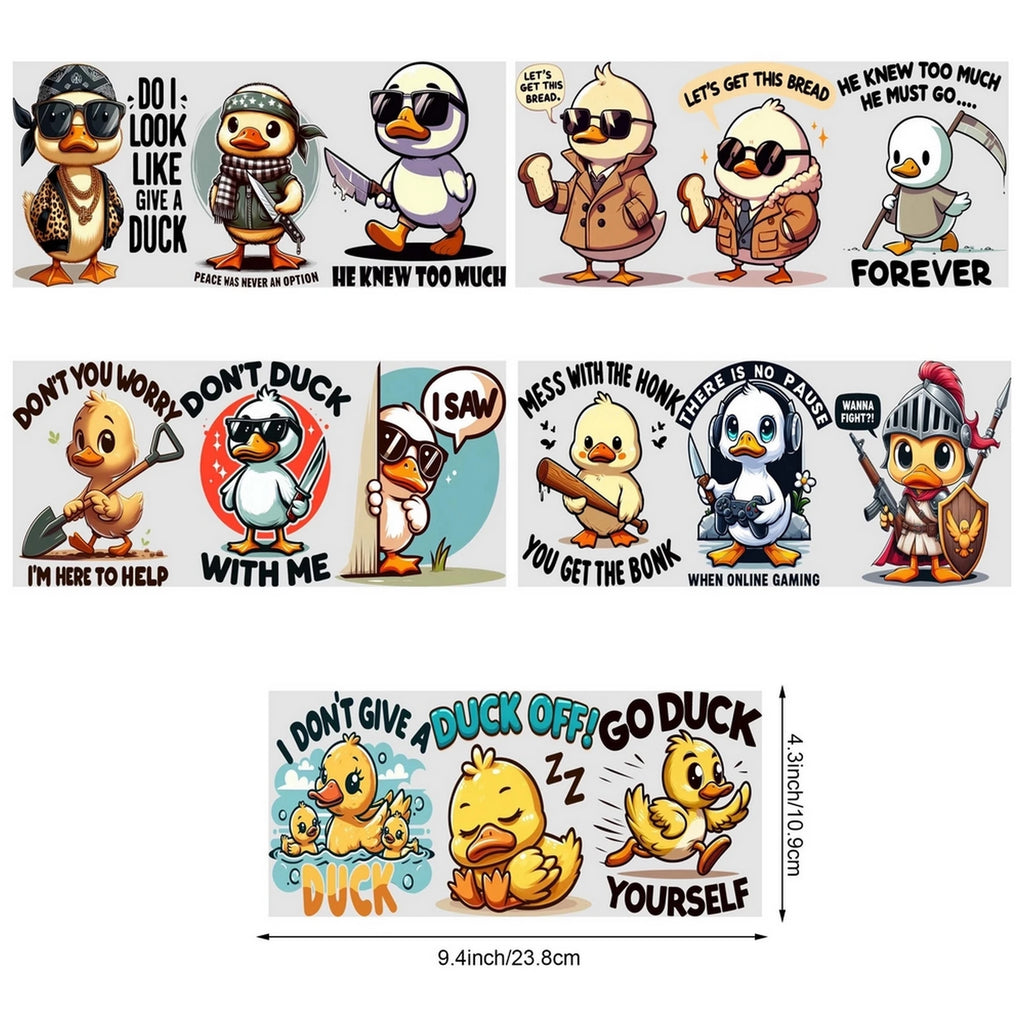5 Sheets Animal UV DTF Cup Stickers, DTF Friction Transfer Stickers, Waterproof Cow Horse Duck Transfer Stickers