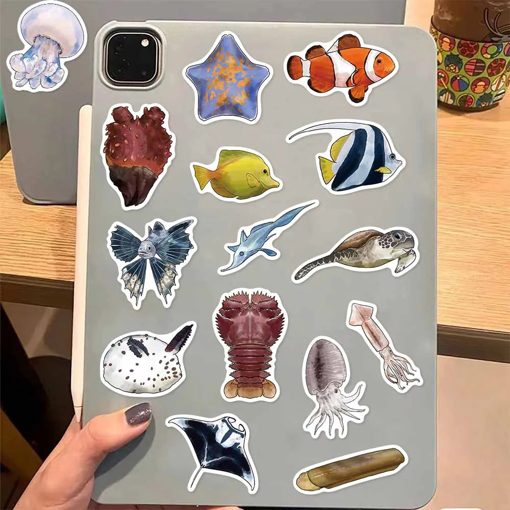 50PCS Deep Sea Fish Sticker Pack Fun Stickers DIY Brochure Manual Decoration Notebook Motorcycle Waterproof Stickers