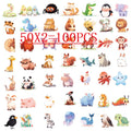 50/100PCS Cute Cartoon Illustration Animal Stickers Decoration Guitar Notebook Luggage DIY Waterproof Stationery Sticker