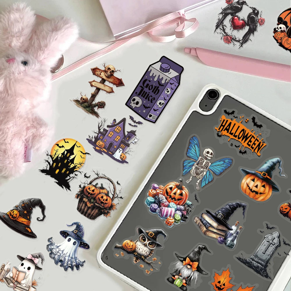 50PCS Halloween Horror Fun Stickers Manual Computer Scrapbook Refrigerator Phone Case Speaker Guitar DIY Toy Stickers