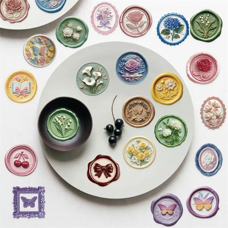 50PCS Kawaii Relief Seal PET Sticky Sticker Aesthetic Korean Stationery DIY Decoration Scrapbooking School Supplies for Kids