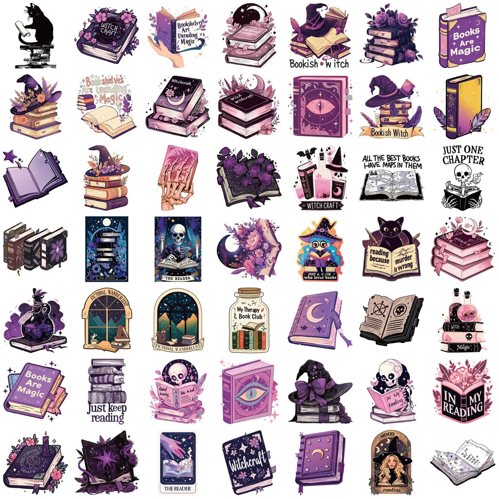50PCS Purple Bookish Sticker Pack Bookish Stickers for Notebook Luggage Skateboard Decoration Graffiti Decals Cool Sticker