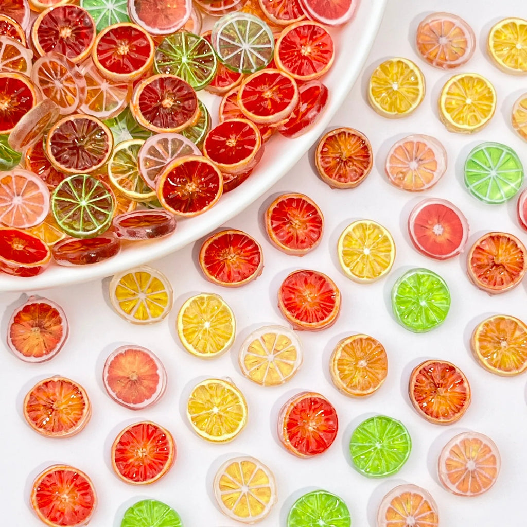 Sliced Fruits Orange Resin Nail Charms Simulated Food Toys Lemon Slices Nail Art Accessories DIY Cream Glue Manicure Decorations