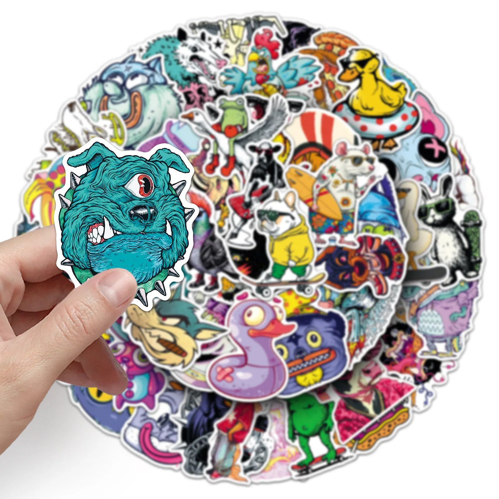 50Pcs Trendy Funny Animal Stickers Phone Laptop Notebook Stationery Suitcase Cup Cute DIY Decals Waterproof Decor Sticker