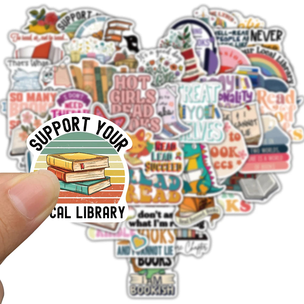 50/100PCS Vintage Reading Stickers Notebook Waterproof Laptop Luggage Stationery Decoration Cartoon Decals Graffiti Stickers