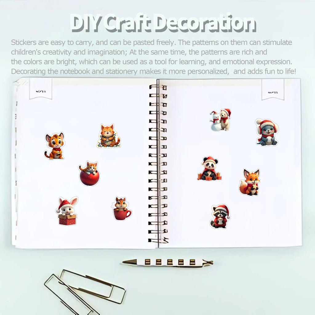 1Roll(500Pcs)10 Irregular Loveable Christmas Animals Stickers 2.5cm/1'' DlY Craft Decor Festival Sealing Scrapbook Labels