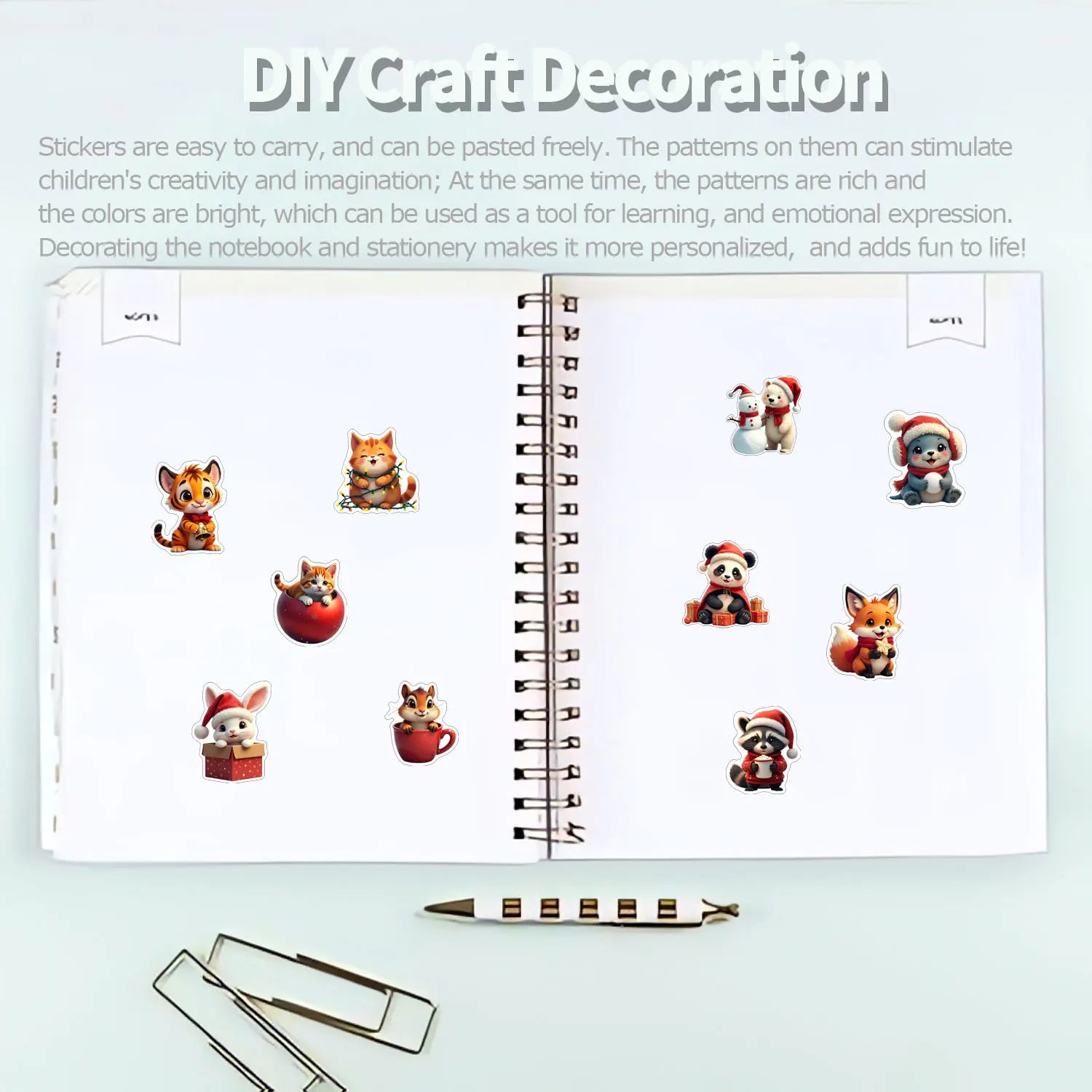 1Roll(500Pcs)10 Irregular Loveable Christmas Animals Stickers 2.5cm/1'' DlY Craft Decor Festival Sealing Scrapbook Labels