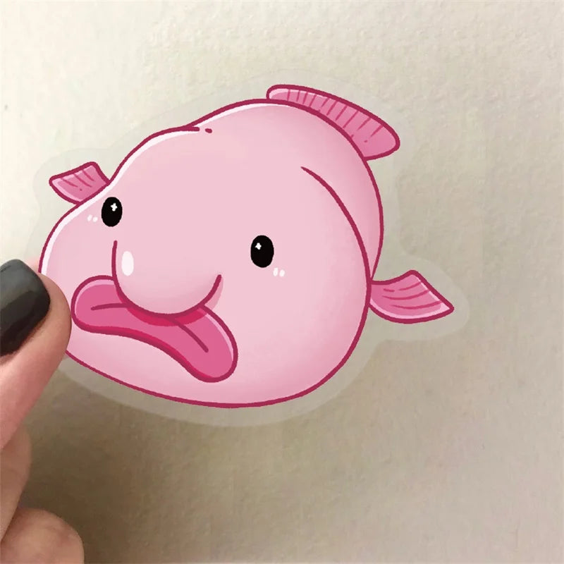 50PCS Cartoon Fish Colored PET Sticky Sticker Aesthetic Tear Open Children's Decoration Scrapbooking School Stationery Supplies