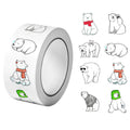 1Roll(500Pcs) Naughty Polar Bears Pattern Stickers 2.5cm/1.0'' 8 Designs Decals Diy Adorn Gifts Package Home Decor Sealing Label