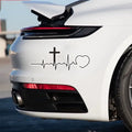 Christian Cross Heartbeat Decal Vinyl Sticker Auto Car Truck Wall Laptop