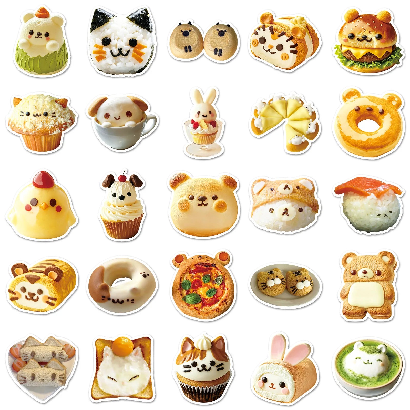 50PCS PACK Cartoon Bread Animal Stickers Cute Creative Waterproof Decorative Refrigerator Water Cup Notebook Luggage Stickers