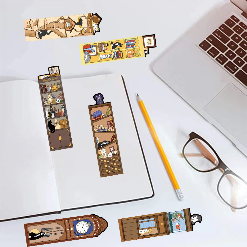 30 Pcs Cute Cartoon Cat Life Bookmark Creative Reading Paper Bookmarks DIY For Gifts