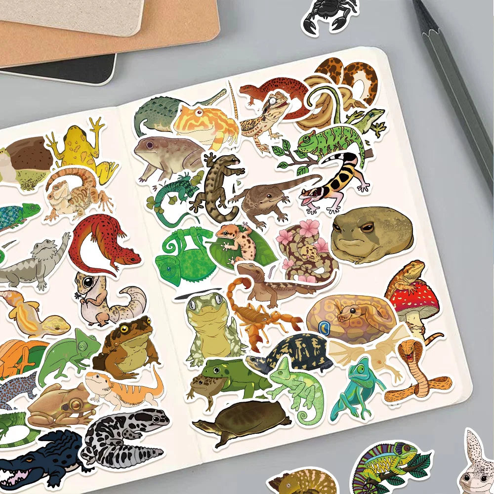 50/100PCS Cartoon Reptile Series Graffiti Stickers DIY Decoration Luggage Notebook Stationery Waterproof Stickers