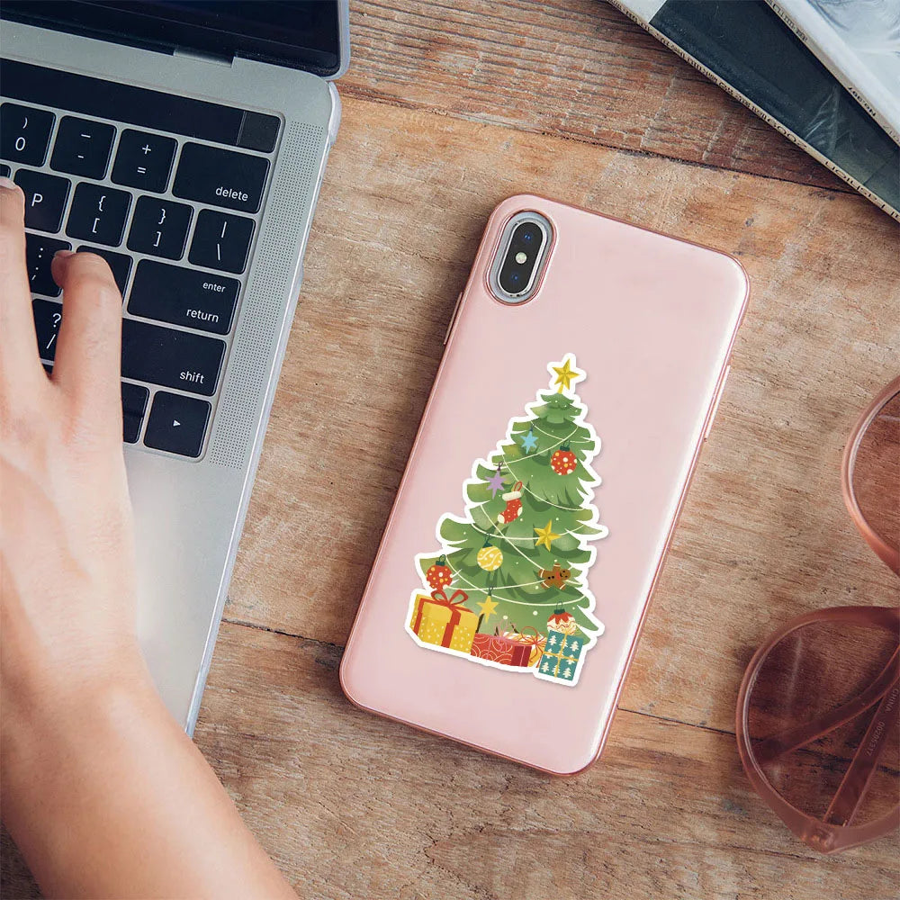 8PCS Christmas Fun Christmas Tree Creative Collage DIY Suitable for Phone Cases, Tablets, Water Cups, and Decorative Toy Sticker