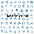 62/124 PCS Transparent PET Blue Personalized Graffiti Stationery Notebook Decor Stickers Luggage Water Cups Scooter Stickers