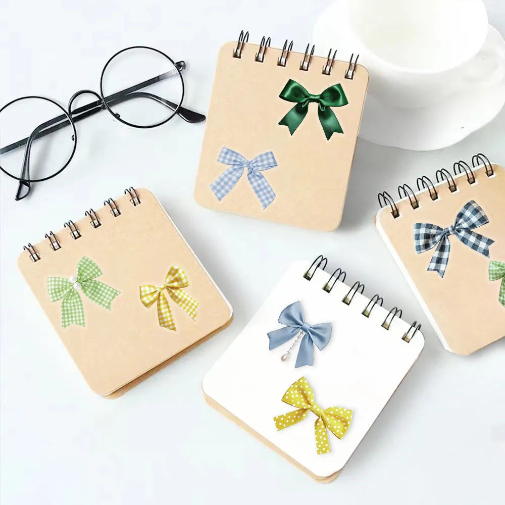 50 Pcs Transparent Colorful Bow Stickers Pack, Waterproof Transparent PET for Notebook Guitar Planner Decora Stationary Stickers
