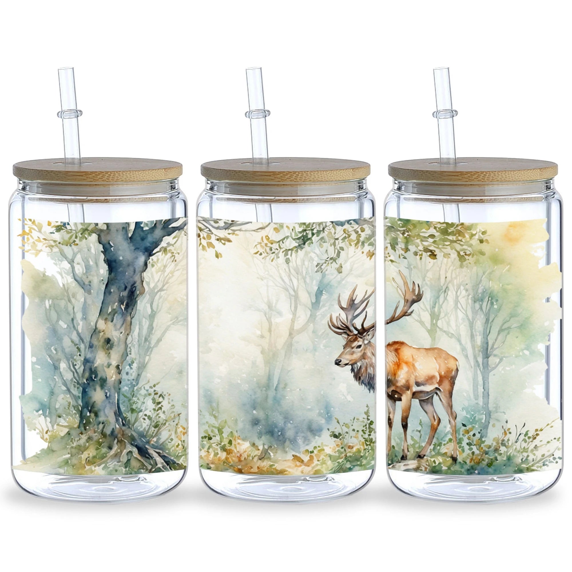 5 sheet Deer UV DTF Cup Stickers, DTF Transfer Stickers, Waterproof Wipe Transfer Paper for 16oz Glass, Mug, Crafts, Furniture