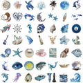 50/100PCS Silver Blue Ocean Ins Wind Sticker Laptop Luggage Phone Motorcycle Guitar Scrapbook Phone Harajuku Creative Stickers
