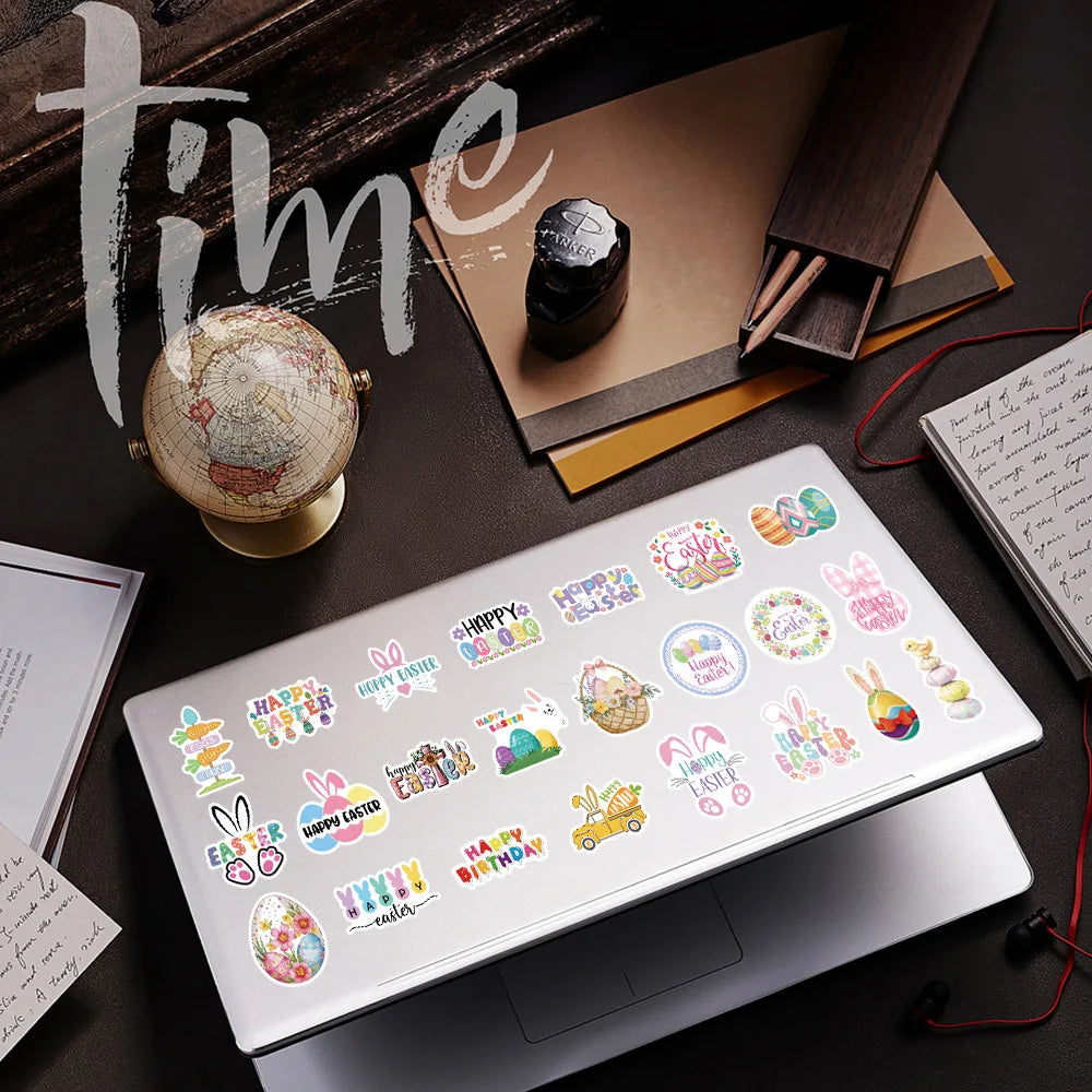50-Pack Cartoon Easter Graffiti Stickers Creative Egg Design Waterproof Decals for Notebook Water Cup Luggage Stationery