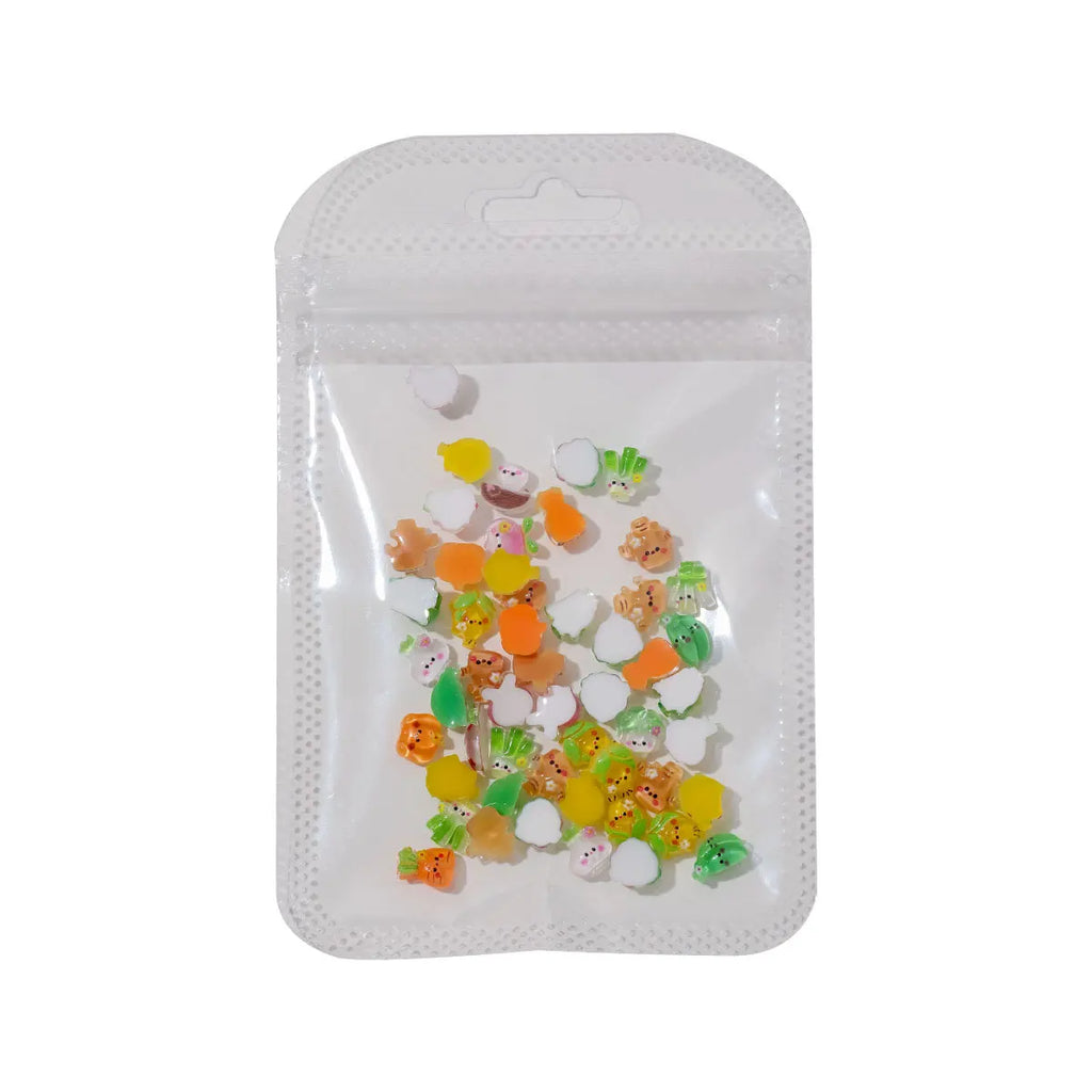 Ice-transparent Vegetable Nail Art Accessories Cute Mini Nail Charms Cabbage Corn Resin Nail Rhinestones Cartoon Decoration 20pc