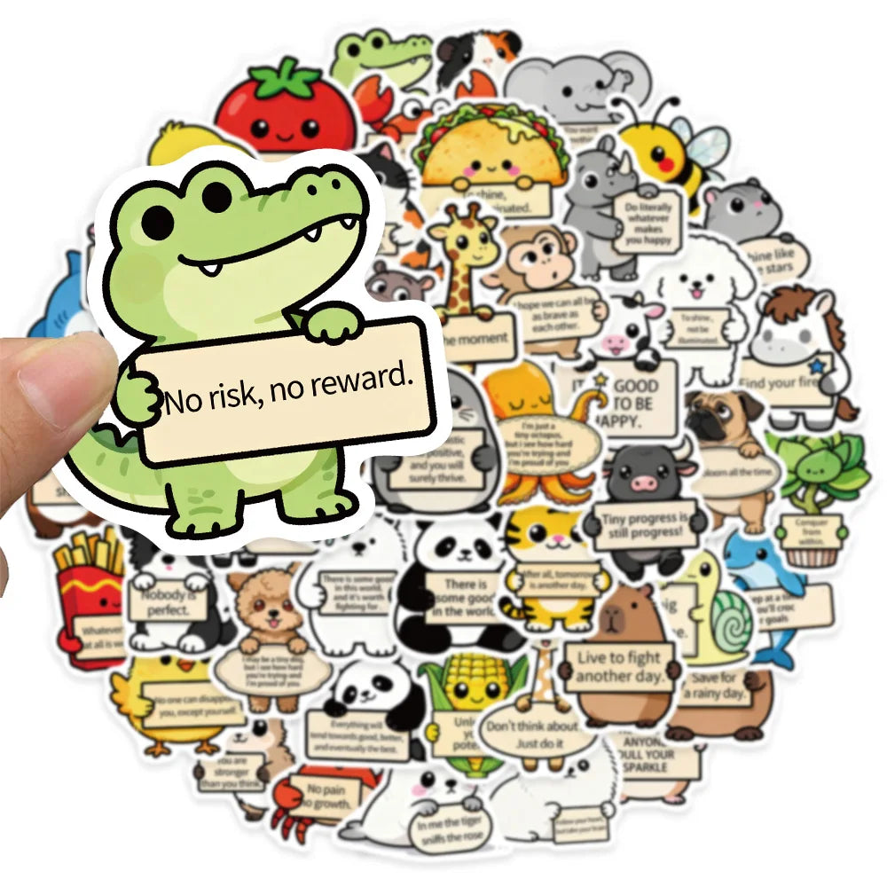 50PCS Funny Emotional Support Graffiti Stickers Fun Cartoon Animal DIY Manual Label Brochure Laptop Tablet Stickers