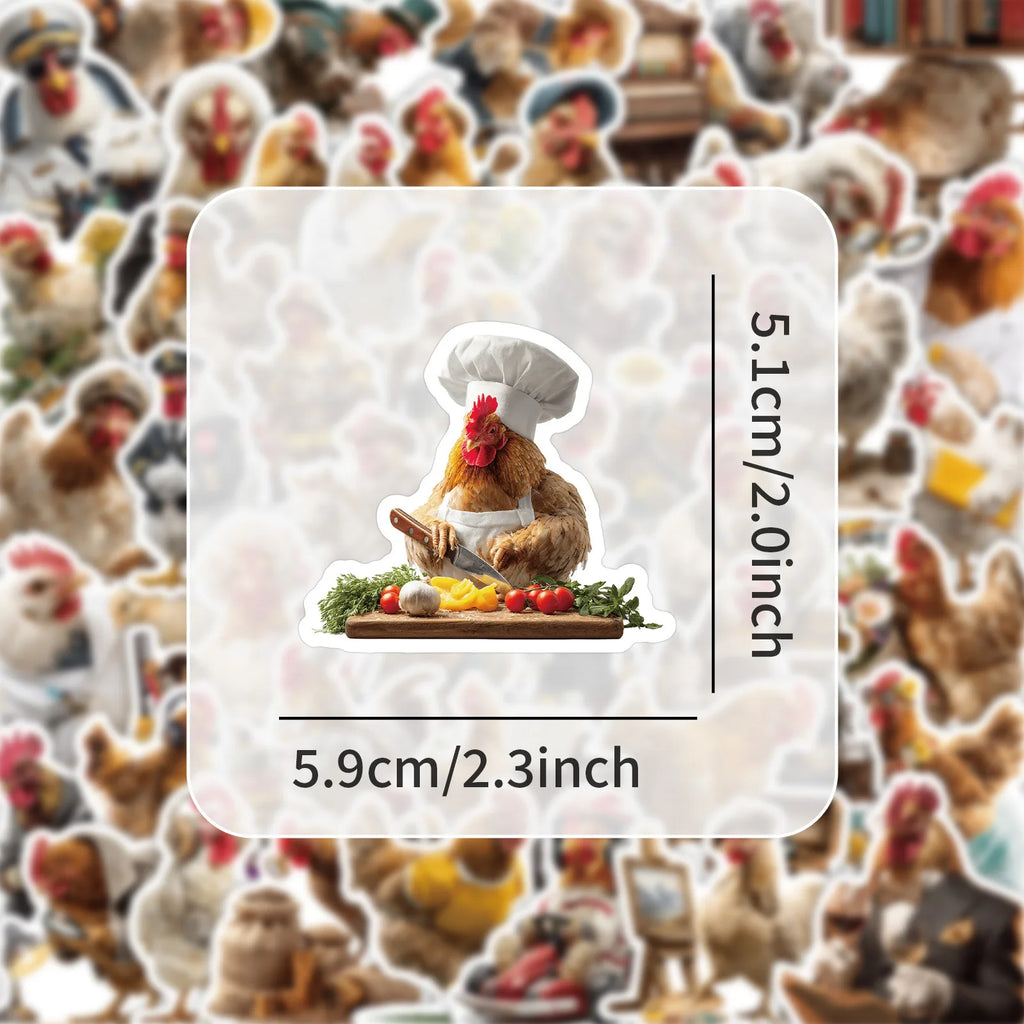50/100 Pcs Unique HD Rooster Fun Stickers DIY Crafts for Room Furniture Skate Helmet Notebook Invitation Cooler Scrapbook Decals