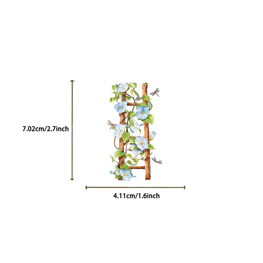 50/100PCS Flower Ladder/Retro Flower Flower Stickers Transparent PET Creative Stickers Waterproof Decorative Stationery Stickers