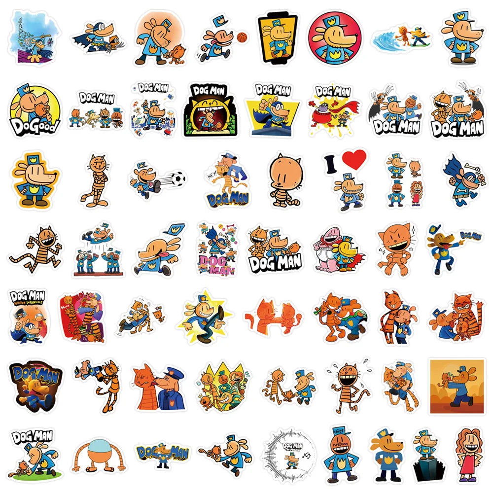 55PCS Cartoon Dog Man Detective Dog Cartoon Graffiti Stickers Luggage Bottle Helmet Stationary Stickers