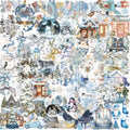 50/100 PCS Cartoon Winter Watercolor Stationery Reward Sticker Pack Waterproof Transparent PET Decorative Guitar Notebook